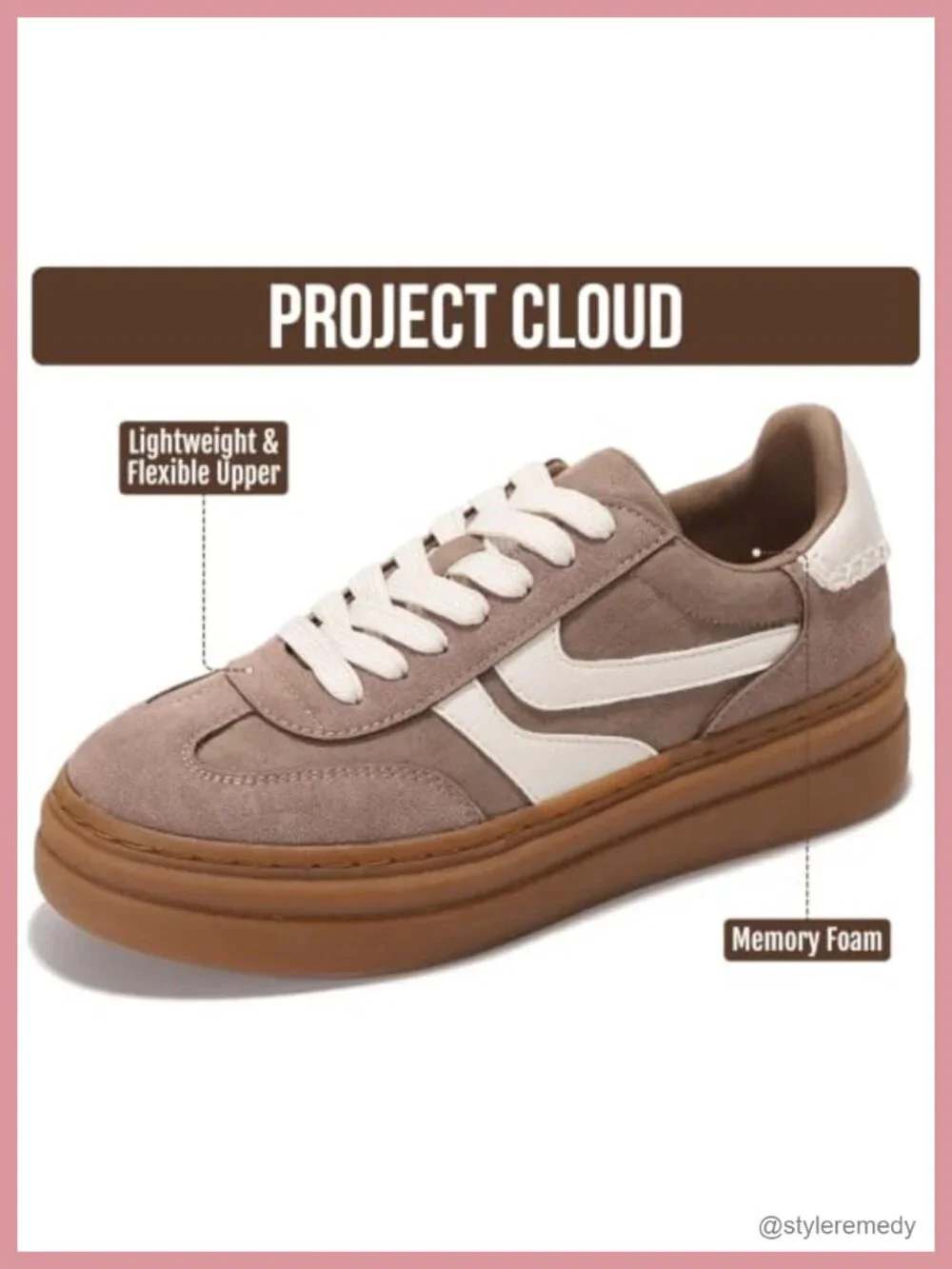 Platform Sneakers for Women Memory Foam Cushioned Non-Slip Lace-up Casual
